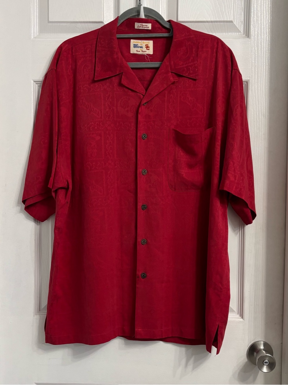 Reyn Spooner USC Trojans Regency Silk Jacquard Red Men’s Button Down Shirt XL